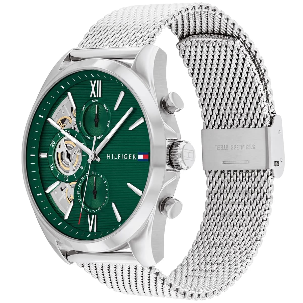 Tommy Hilfiger Cooper | 1710647 | Multi-Function Skeleton Watch - Green Mesh - Luxury Hub Store