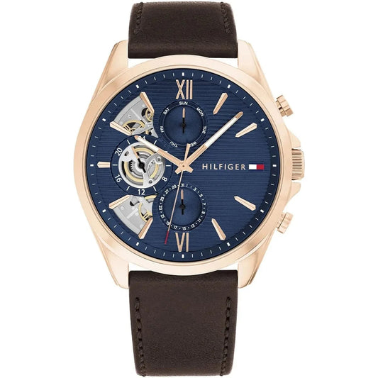 Tommy Hilfiger Men’s Baker Watch – Model 1710645 – Blue Dial & Brown Leather Strap