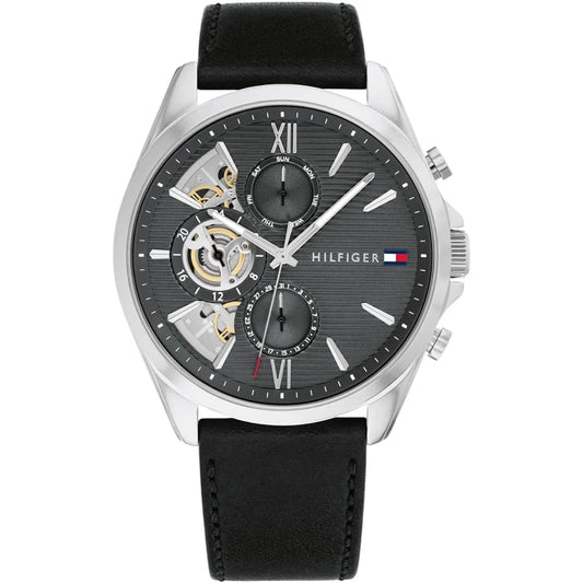 Tommy Hilfiger Men's Multi-Function Watch – Model 1710644 – Black Leather Strap