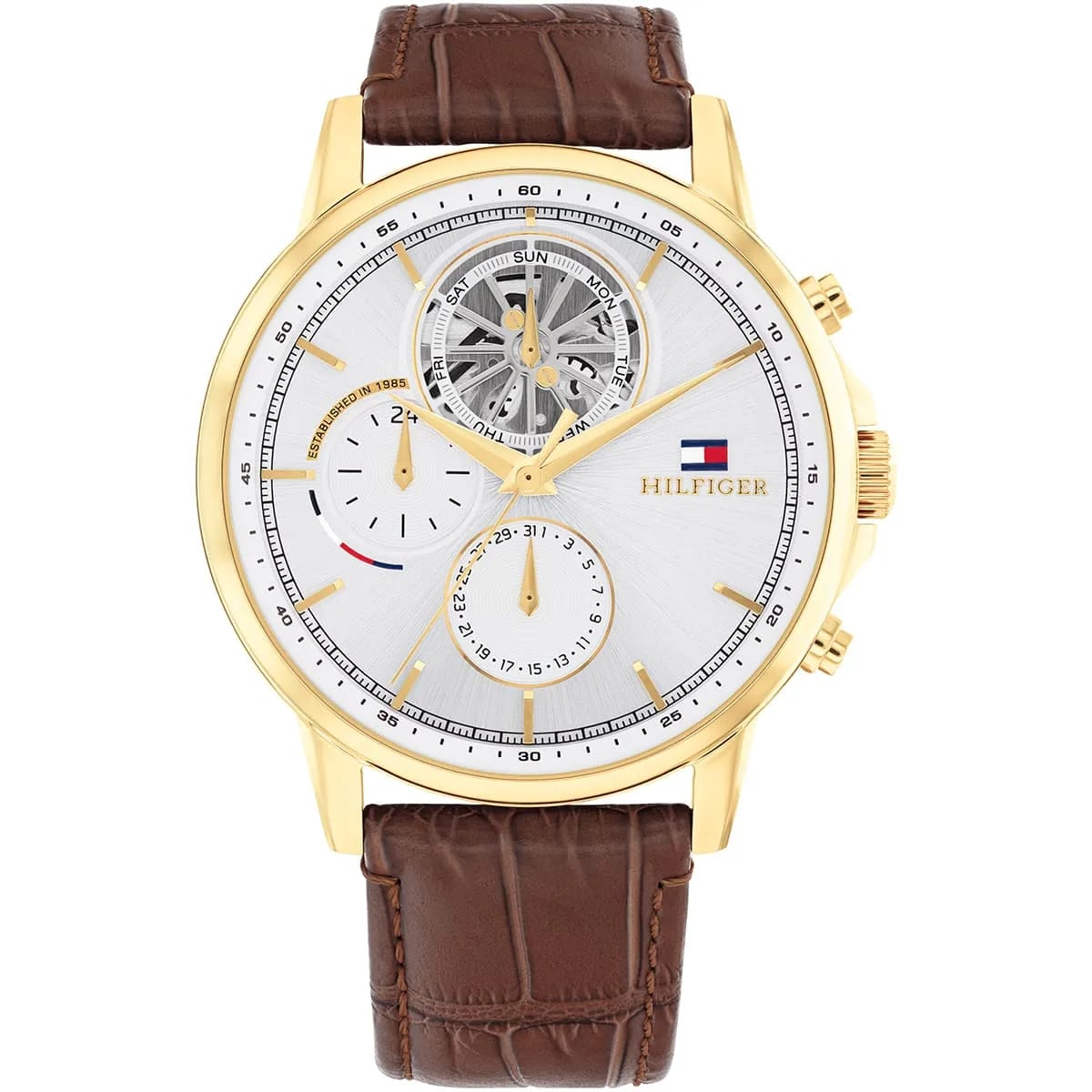 Tommy Hilfiger Men's Multi-Function Watch – Model 1710631 – Brown Leather Strap - Luxury Hub Store