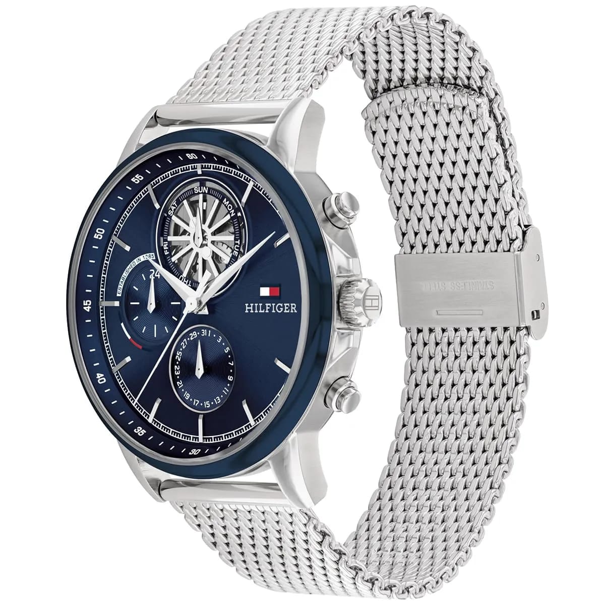 Tommy Hilfiger Casual Sport Men's Watch – Blue Dial – Mesh Stainless Steel Strap - Luxury Hub Store