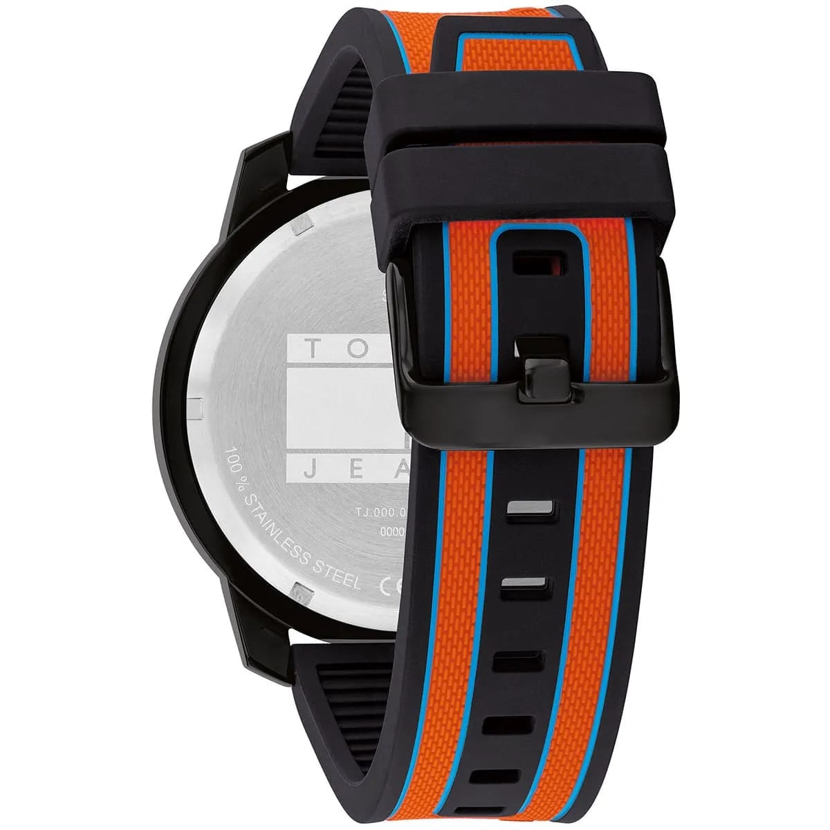 Tommy Jeans Sport Men's Watch 1710583 – Black Dial – Orange Silicone Strap