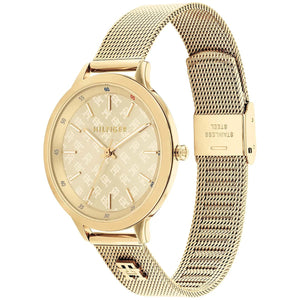 Tommy Hilfiger Women’s Gold Monogram Mesh Watch – Model 1782588 - Luxury Hub Store