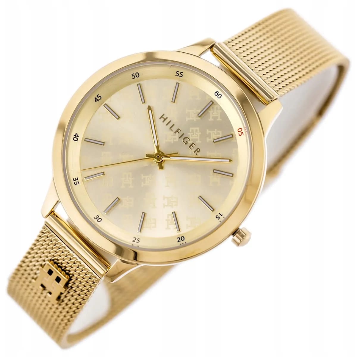 Tommy Hilfiger Women’s Gold Monogram Mesh Watch – Model 1782588 - Luxury Hub Store