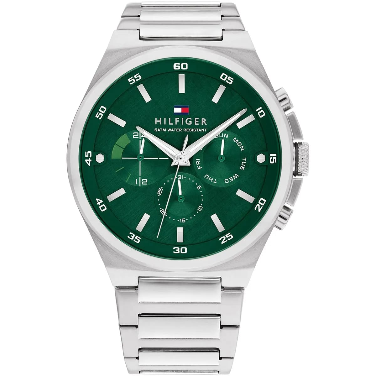 Tommy Hilfiger Men’s Watch – Green Dial – Silver Stainless-Steel Bracelet (1792088) - Luxury Hub Store