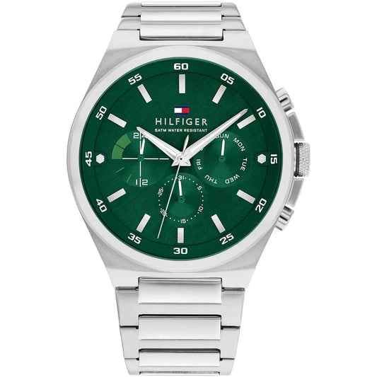 Tommy Hilfiger Men’s Watch – Green Dial – Silver Stainless-Steel Bracelet (1792088)
