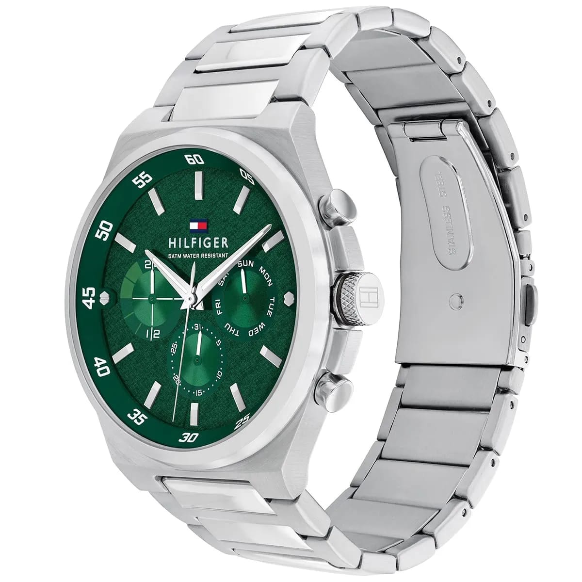 Tommy Hilfiger Men’s Watch – Green Dial – Silver Stainless-Steel Bracelet (1792088) - Luxury Hub Store
