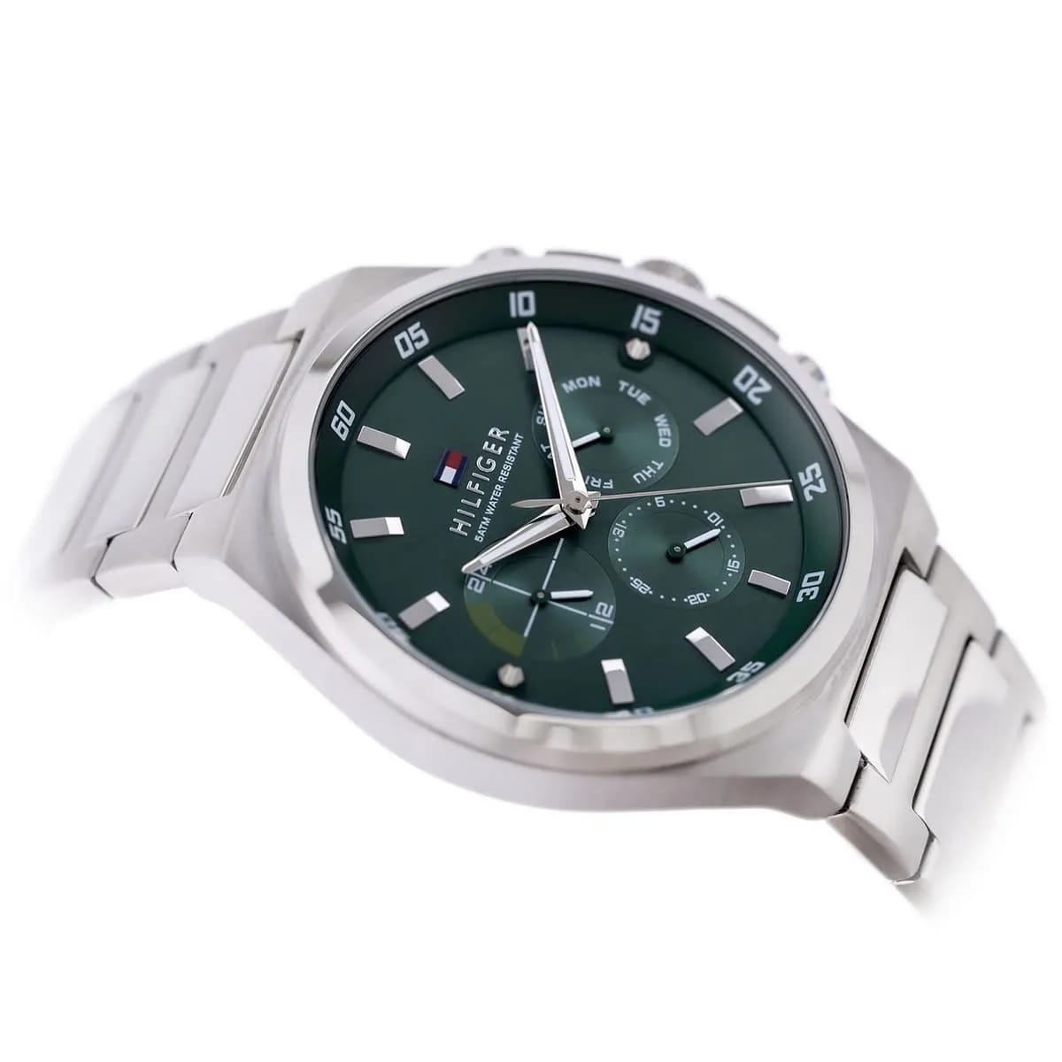 Tommy Hilfiger Men’s Watch – Green Dial – Silver Stainless-Steel Bracelet (1792088) - Luxury Hub Store