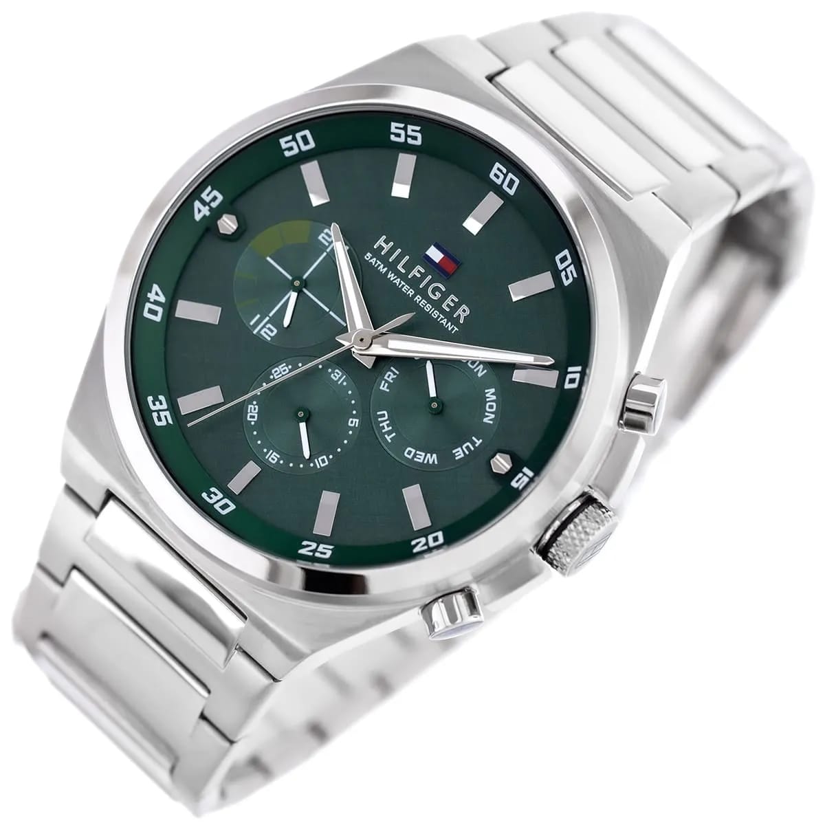 Tommy Hilfiger Men’s Watch – Green Dial – Silver Stainless-Steel Bracelet (1792088)