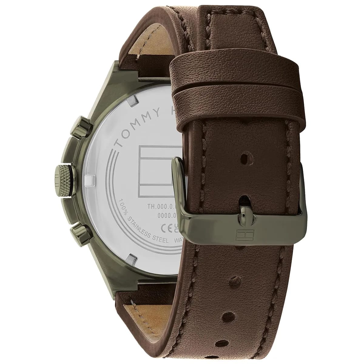 Tommy Hilfiger Men's Watch 1792085 – Olive Green Dial & Brown Leather Strap