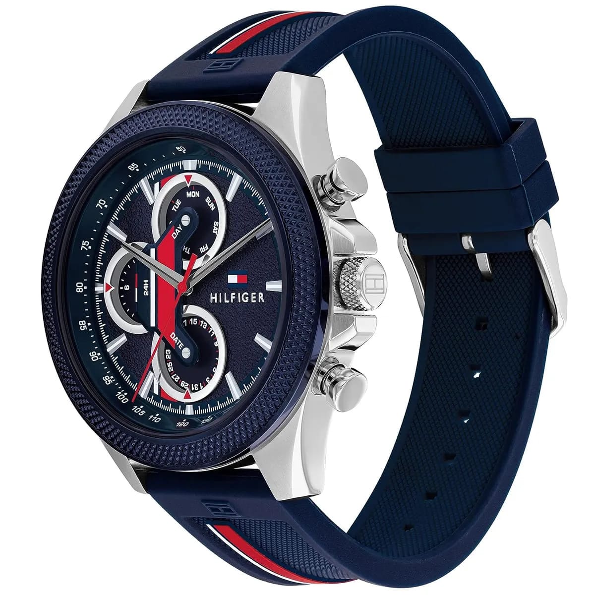 Tommy Hilfiger 1792083 Men's Multi-Function Watch – Blue Dial, Blue Silicone Strap, Stainless-Steel Case