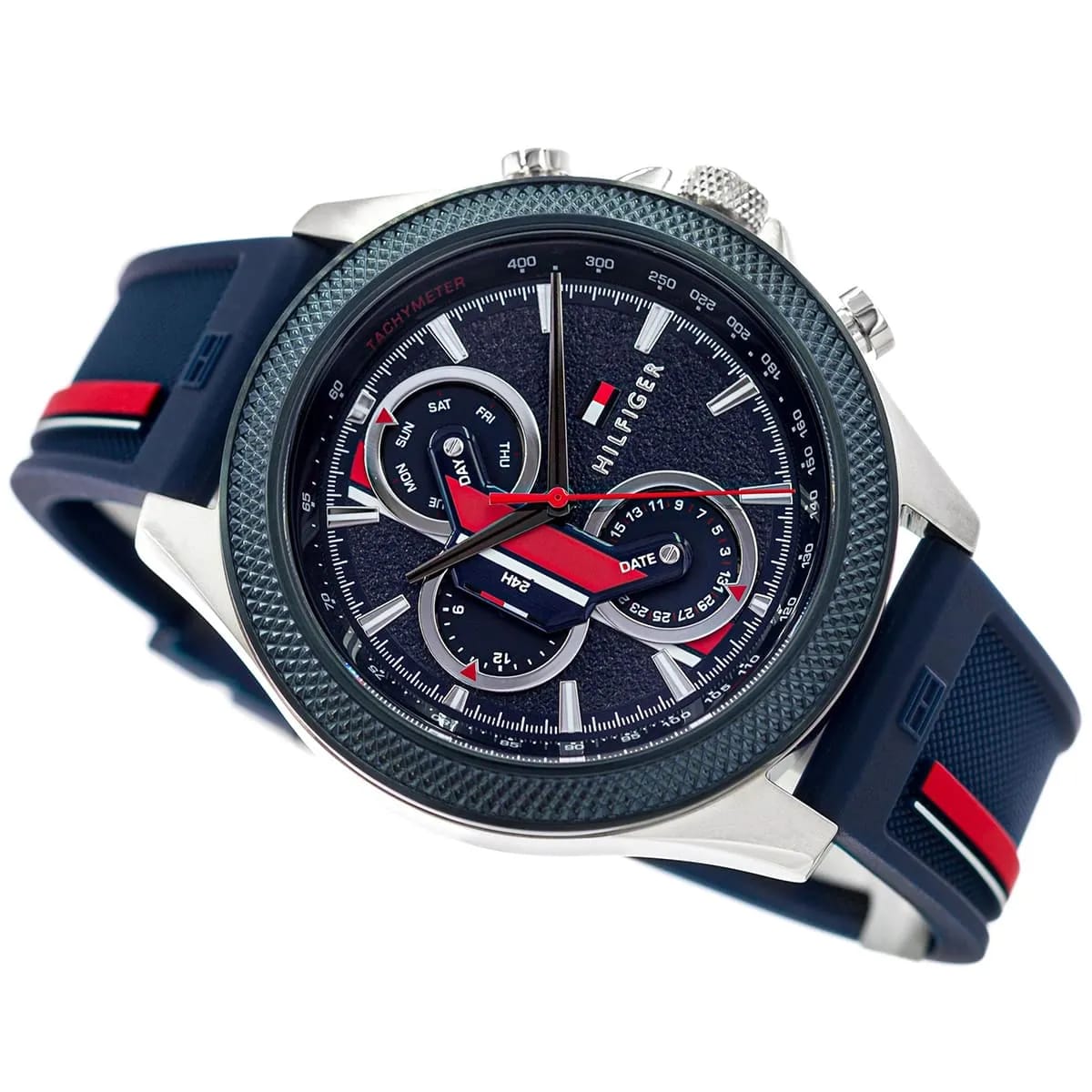 Tommy Hilfiger 1792083 Men's Multi-Function Watch – Blue Dial, Blue Silicone Strap, Stainless-Steel Case