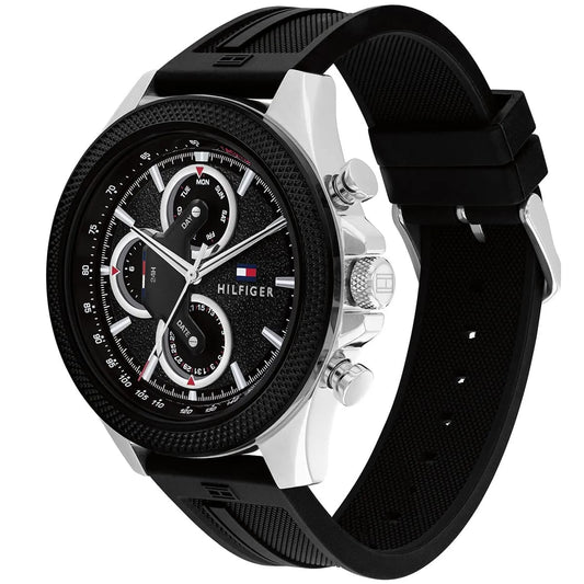 Tommy Hilfiger Men's Multi-Function Watch – Model 1792082 – Black Rubber Strap