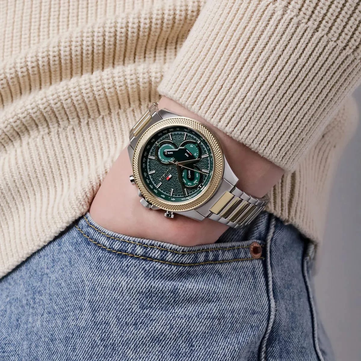 Tommy Hilfiger Men's Multi-Function Watch – Model 1792079 – Two-Tone Gold & Silver Bracelet