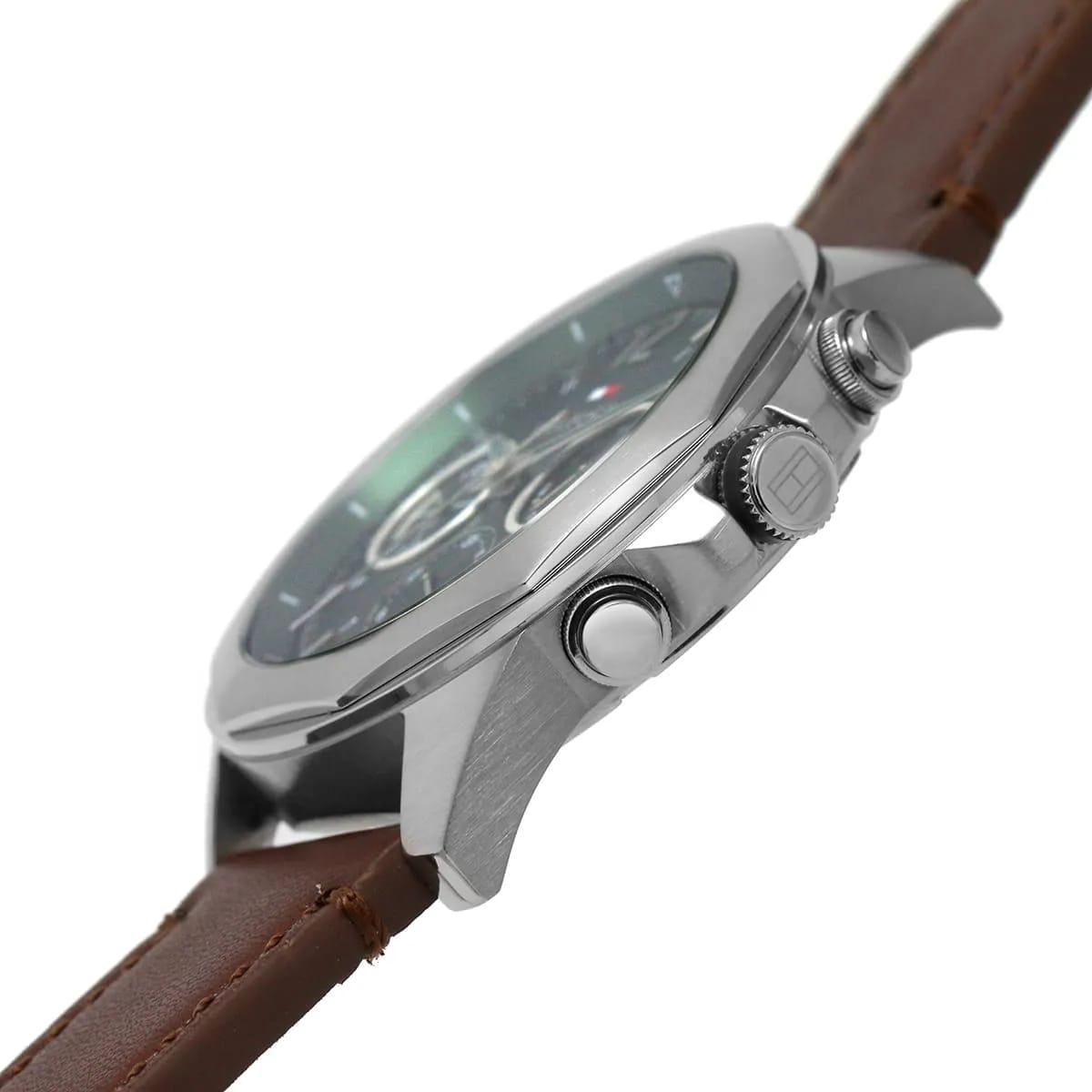 Tommy Hilfiger Men's Multi-Function Watch – Model 1792064 – Green Dial – Brown Leather Strap - Luxury Hub Store