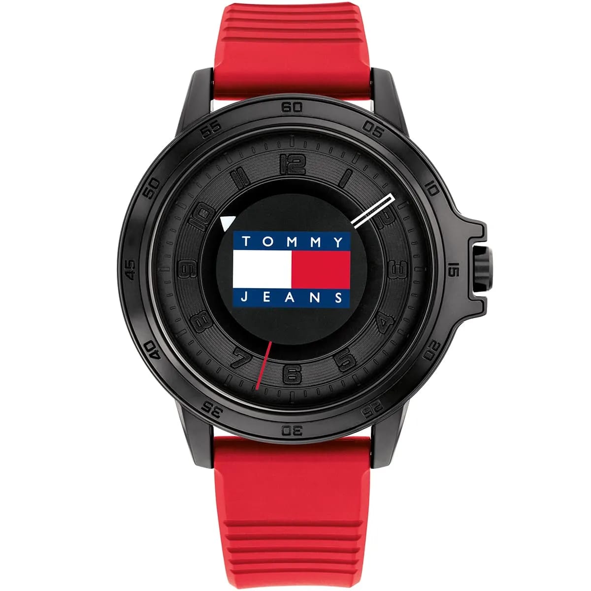 Tommy Hilfiger Houston 1792033 Men’s Watch – Black Dial & Red Silicone Strap - Luxury Hub Store