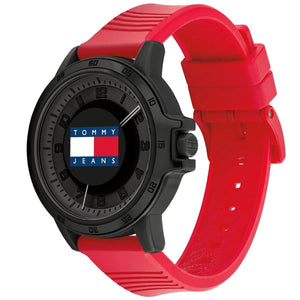 Tommy Hilfiger Houston 1792033 Men’s Watch – Black Dial & Red Silicone Strap - Luxury Hub Store