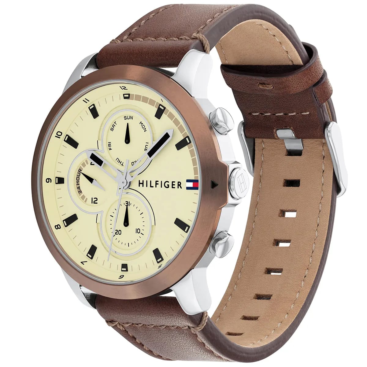 Tommy Hilfiger Jameson 1792053 Men’s Multi-Function Brown Leather Watch - Luxury Hub Store