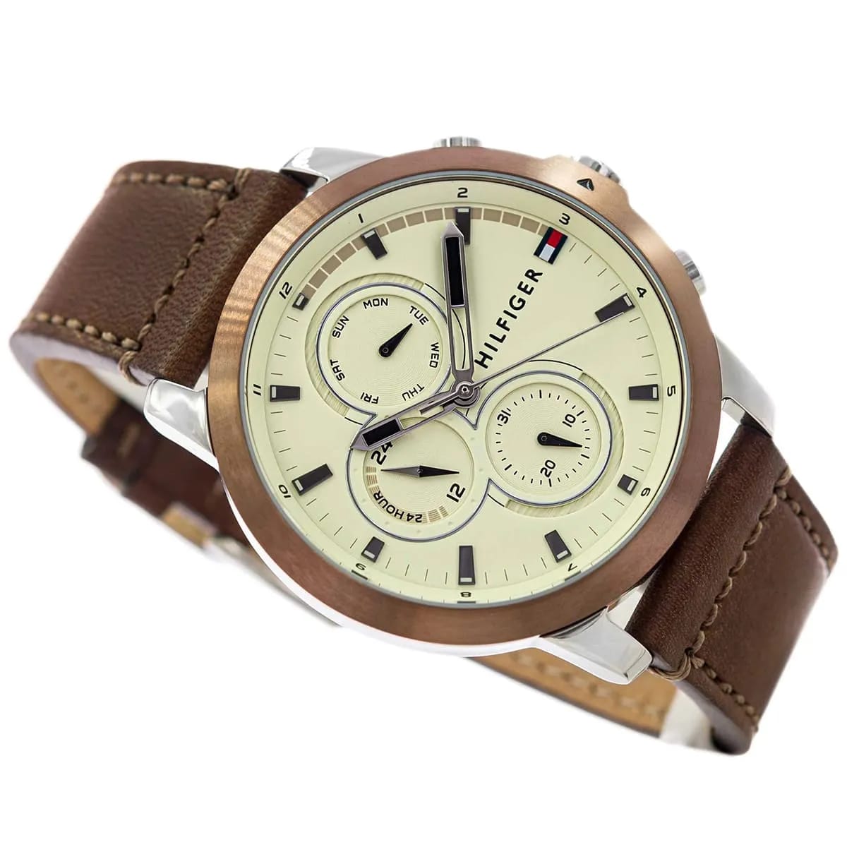 Tommy Hilfiger Jameson 1792053 Men’s Multi-Function Brown Leather Watch - Luxury Hub Store