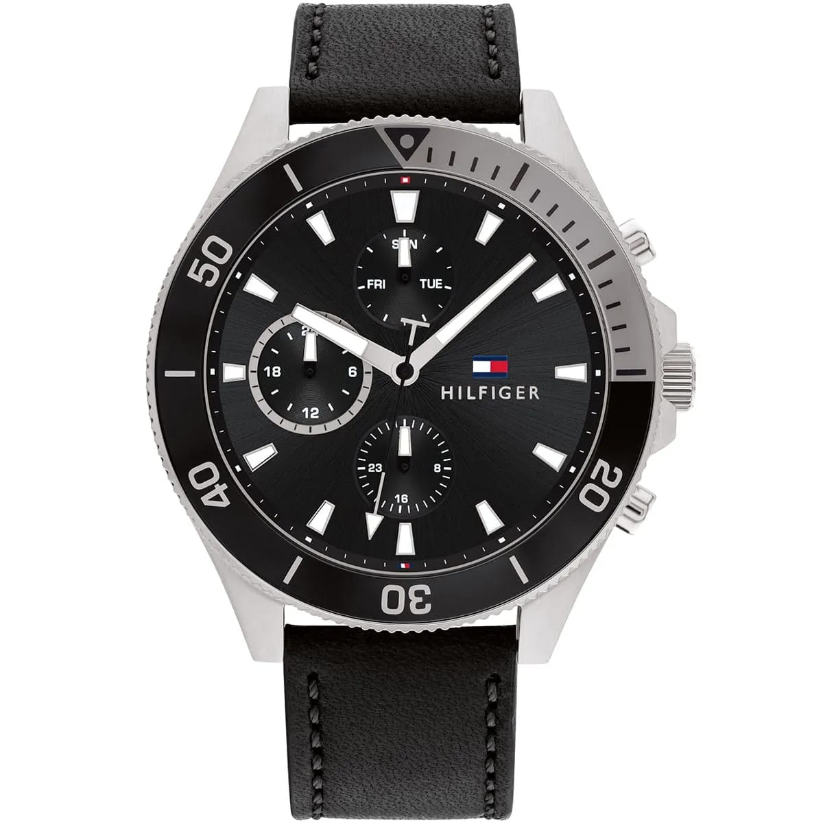 Tommy Hilfiger Larson 1791984 Men’s Multi-Function Black Leather Watch - Luxury Hub Store