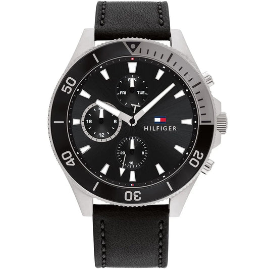 Tommy Hilfiger Larson 1791984 Men’s Multi-Function Black Leather Watch