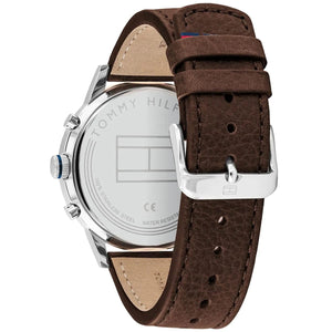 Tommy Hilfiger Kyle 1791980 Men’s Multi-Function Blue Dial Brown Leather Watch - Luxury Hub Store