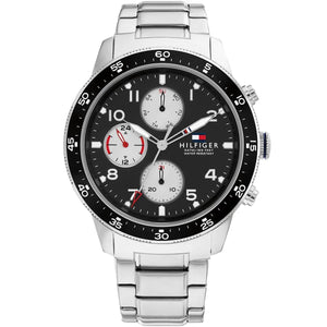 Tommy Hilfiger Jimmy 1791950 Men’s Black Dial Silver Stainless Steel Multi-Function Watch - Luxury Hub Store