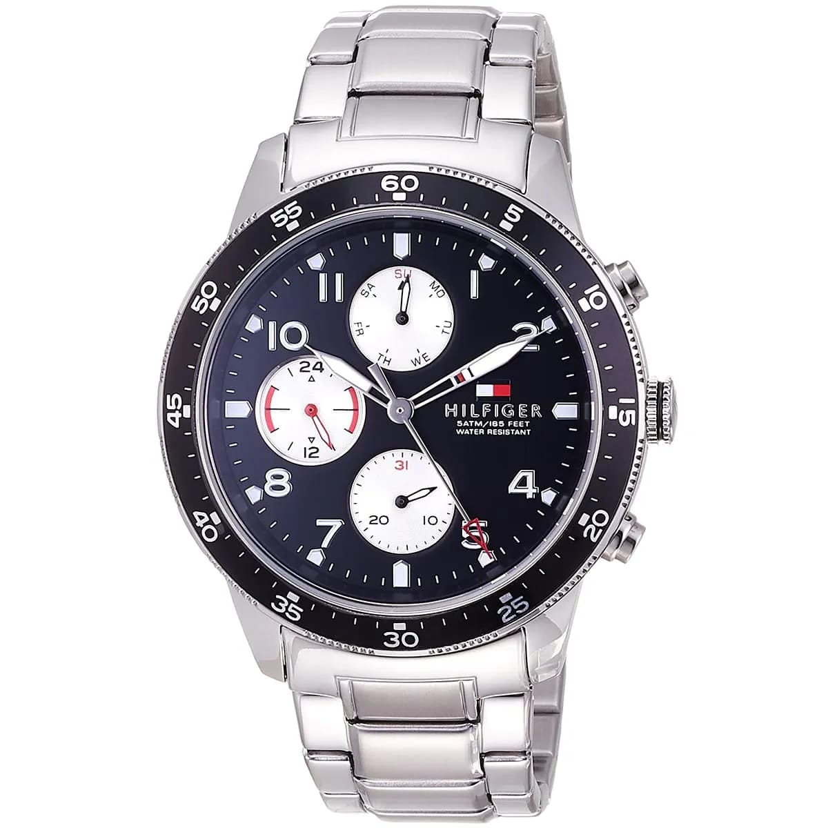 Tommy Hilfiger Jimmy 1791950 Men’s Black Dial Silver Stainless Steel Multi-Function Watch - Luxury Hub Store