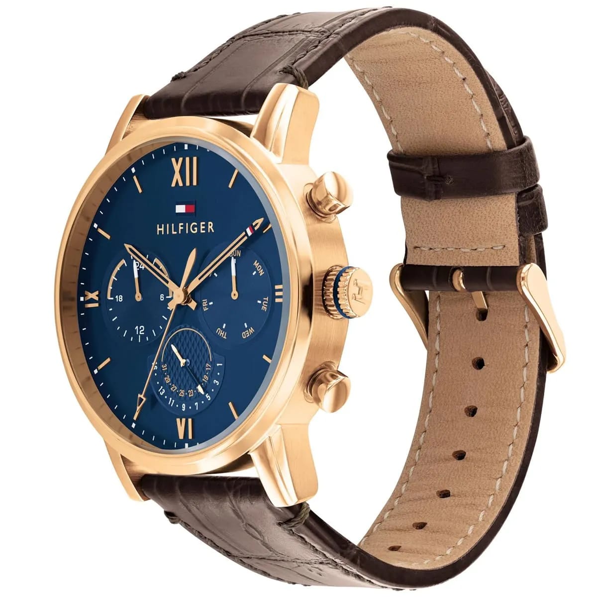 Tommy Hilfiger Sullivan 1791933 Men’s Blue Dial Brown Leather Multi-Function Watch - Luxury Hub Store