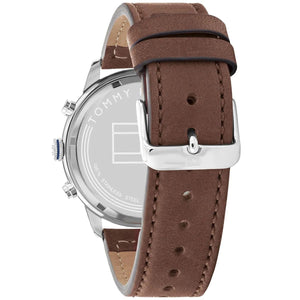 Tommy Hilfiger Jimmy 1791946 Men’s Blue Dial Brown Leather Multi-Function Watch - Luxury Hub Store