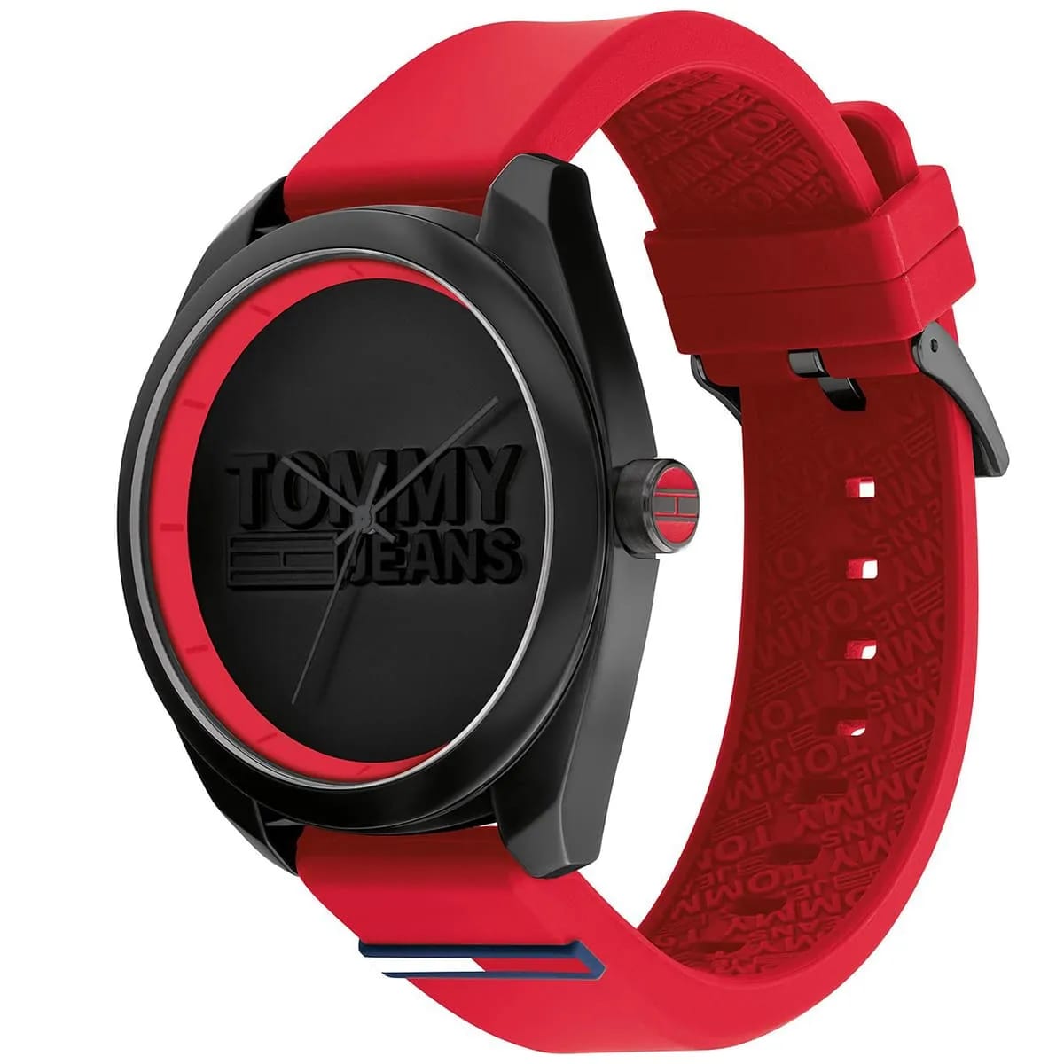 Tommy Jeans San Diego 1791929 Men’s Black Dial Red Silicone Casual Watch - Luxury Hub Store