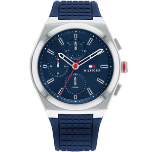 Tommy Hilfiger Connor 1791899 Men’s Blue Dial Blue Silicone Multi-Function Watch - Luxury Hub Store