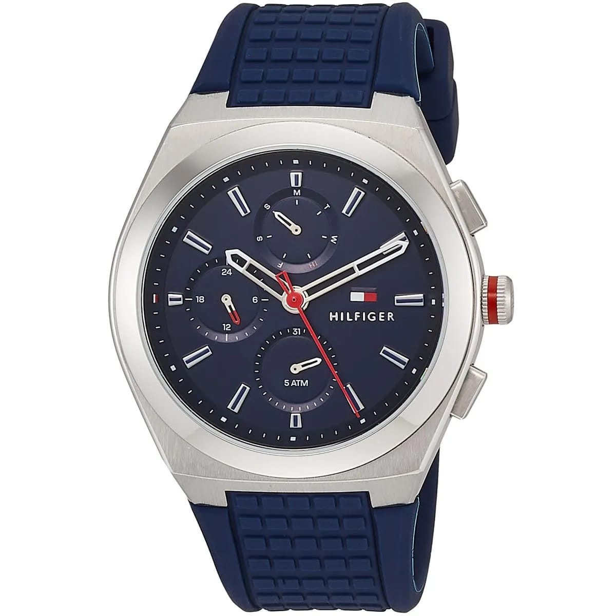 Tommy Hilfiger Connor 1791899 Men’s Blue Dial Blue Silicone Multi-Function Watch - Luxury Hub Store