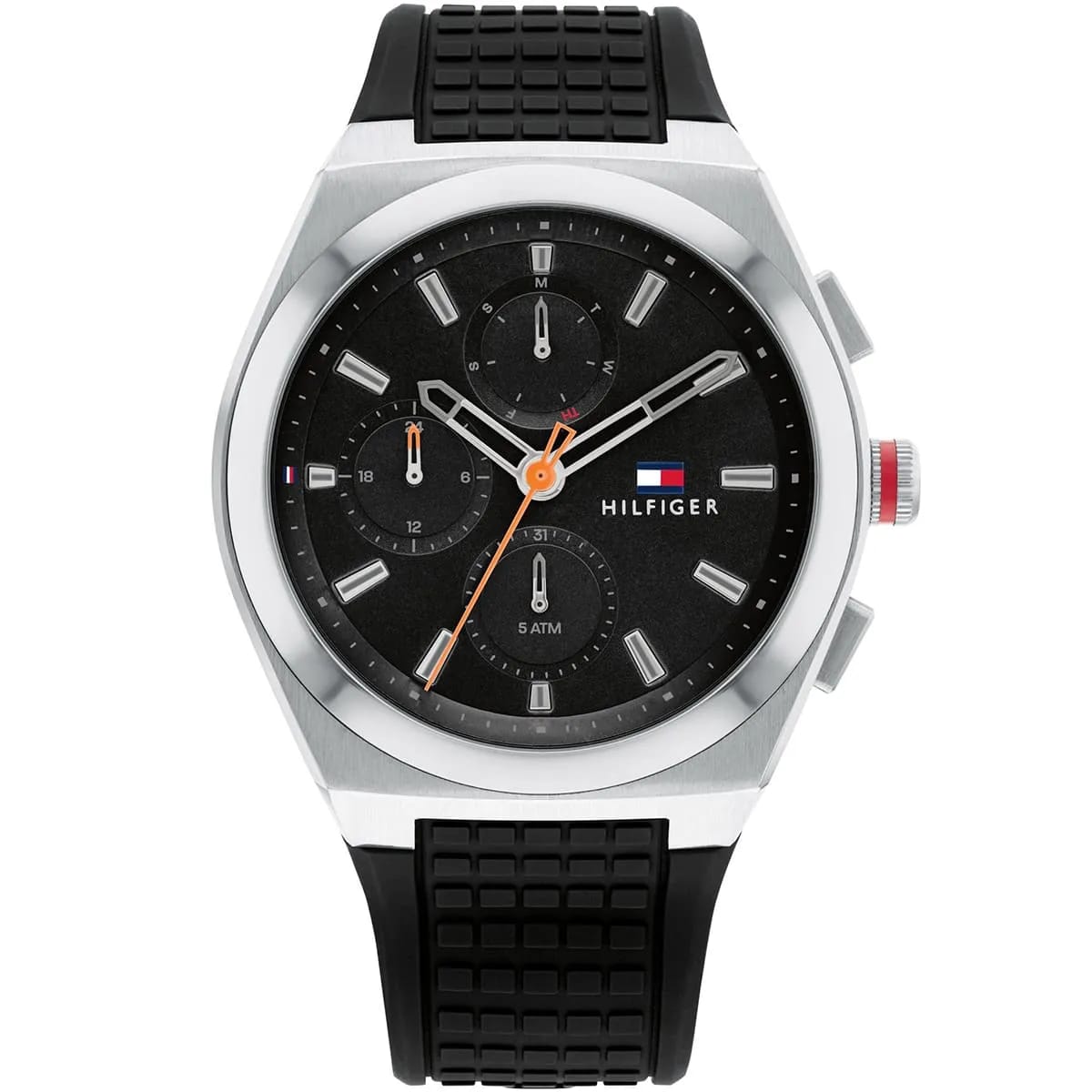 Tommy Hilfiger Connor 1791898 Men’s Black Dial Black Silicone Multi-Function Watch - Luxury Hub Store