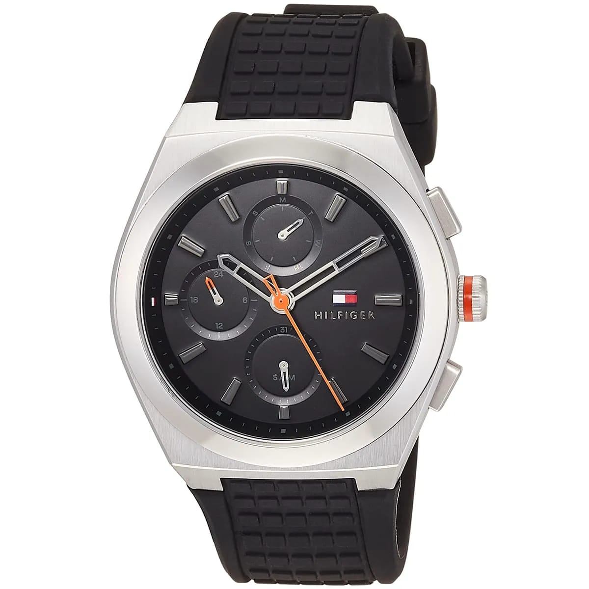 Tommy Hilfiger Connor 1791898 Men’s Black Dial Black Silicone Multi-Function Watch - Luxury Hub Store