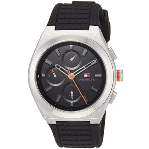 Tommy Hilfiger Connor 1791898 Men’s Black Dial Black Silicone Multi-Function Watch - Luxury Hub Store