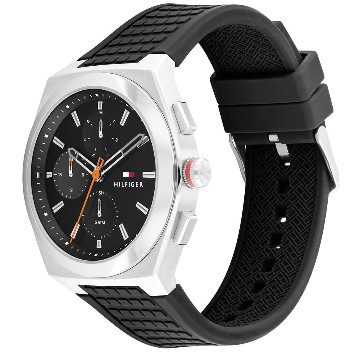 Tommy Hilfiger Connor 1791898 Men’s Black Dial Black Silicone Multi-Function Watch - Luxury Hub Store