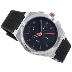 Tommy Hilfiger Connor 1791898 Men’s Black Dial Black Silicone Multi-Function Watch - Luxury Hub Store