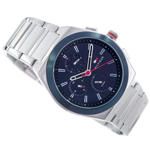 Tommy Hilfiger Connor 1791896 Men’s Blue Dial Silver Metal Multi-Function Watch - Luxury Hub Store