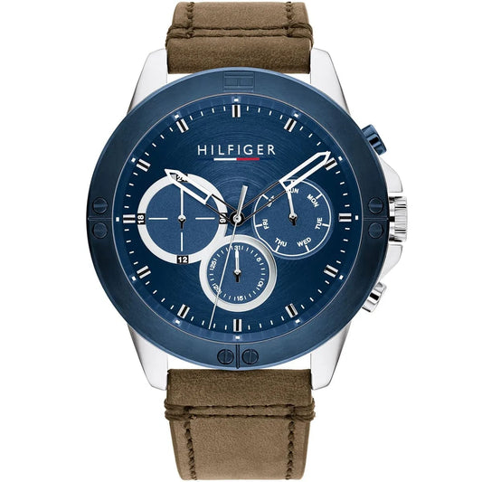 Tommy Hilfiger Harley 1791895 Men’s Blue Dial Brown Leather Multi-Function Watch
