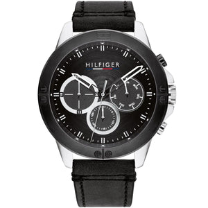 Tommy Hilfiger Harley 1791894 Men’s Black Dial Black Leather Multi-Function Watch - Luxury Hub Store