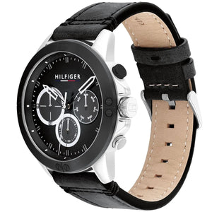Tommy Hilfiger Harley 1791894 Men’s Black Dial Black Leather Multi-Function Watch - Luxury Hub Store