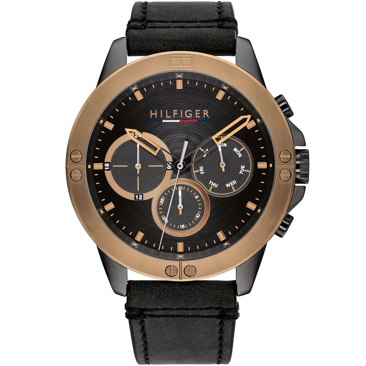 Tommy Hilfiger Harley 1791893 Men’s Black Dial Black Leather Multi-Function Watch - Luxury Hub Store