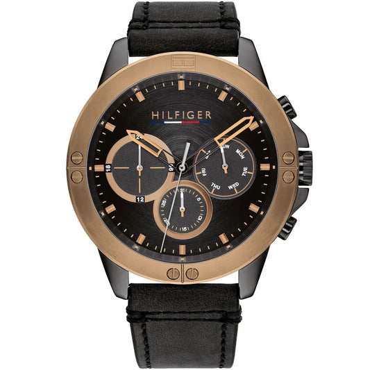 Tommy Hilfiger Harley 1791893 Men’s Black Dial Black Leather Multi-Function Watch