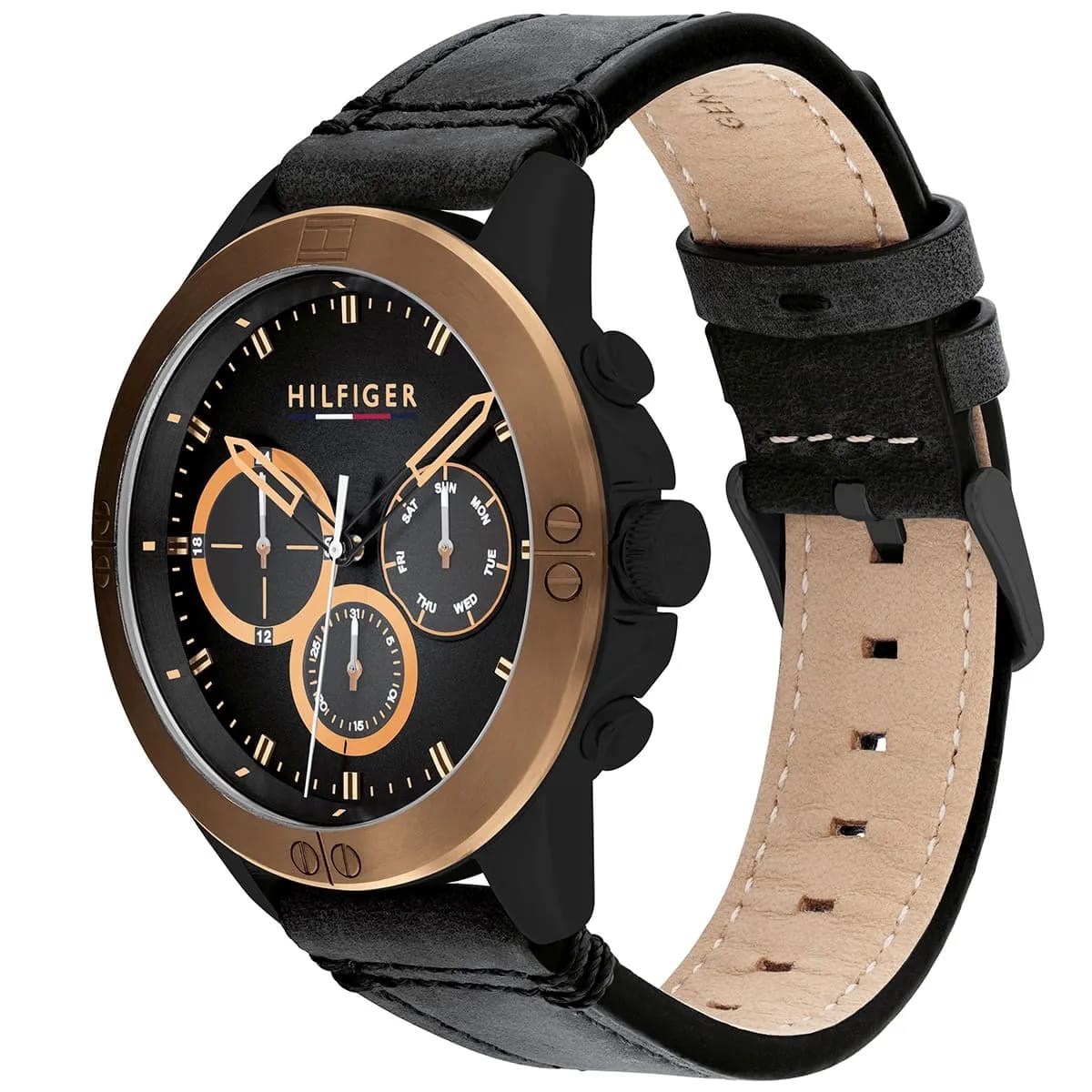 Tommy Hilfiger Harley 1791893 Men’s Black Dial Black Leather Multi-Function Watch - Luxury Hub Store