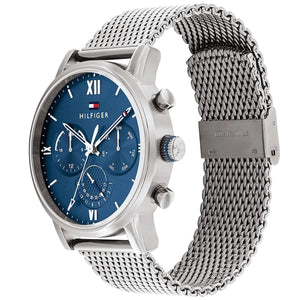 Tommy Hilfiger Sullivan 1791881 Men’s Blue Dial Silver Mesh Multi-Function Watch - Luxury Hub Store
