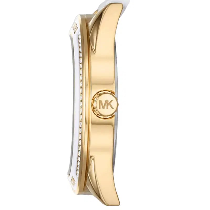 Michael Kors Jessa MK7267 Women’s Gold Dial White Leather Multi-Function Watch - Luxury Hub Store