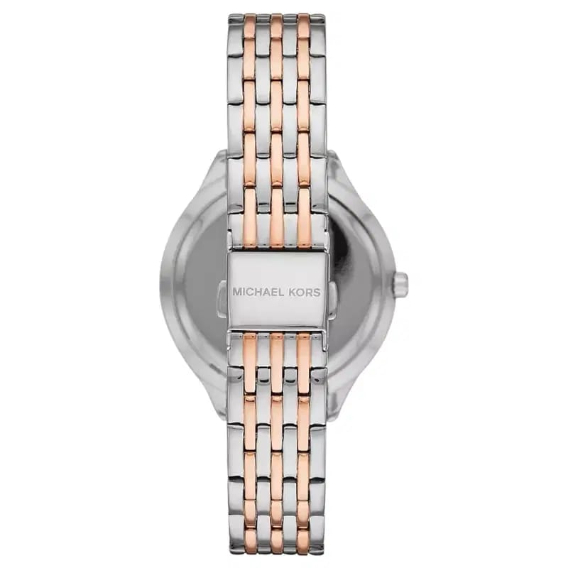 Michael Kors Mindy MK7077 Women’s Mother of Pearl Dial Two-Tone Bracelet Multi-Function Watch - Luxury Hub Store