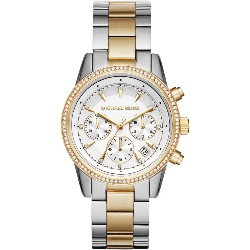 Michael Kors Ritz MK6474 Women’s White Dial Two-Tone Bracelet Multi-Function Watch - Luxury Hub Store