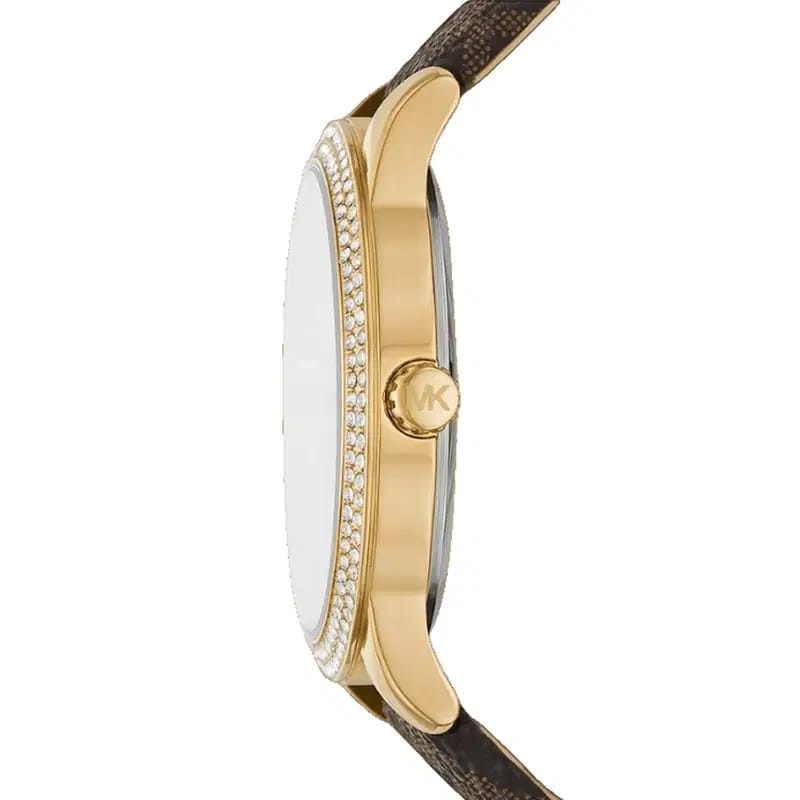 Michael Kors Tibby MK6966 Women’s Gold Dial Brown Leather Multi-Function Watch - Luxury Hub Store